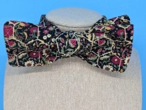 Black Floral Square Ribbon Bow Tie
