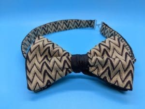 Espresso Wave Pattern Woven Silk Reversible Bow Tie