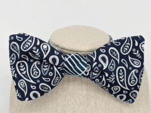 Navy/White Paisley Bow Tie