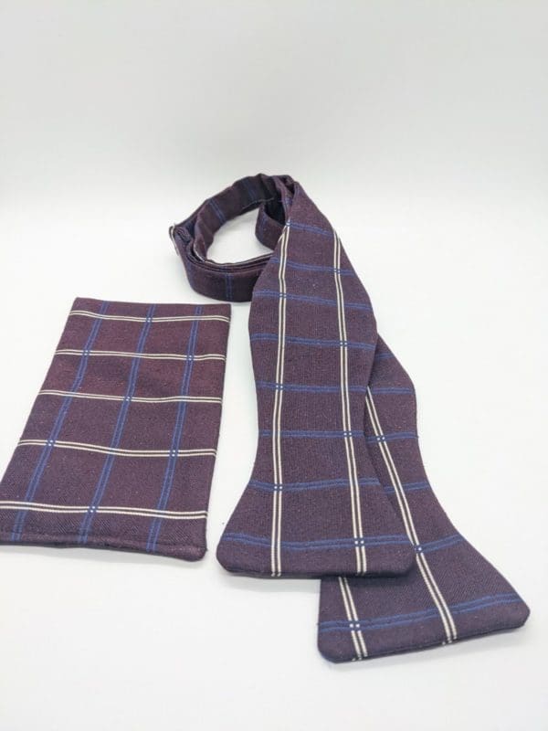 Plum Plaid Bow Tie