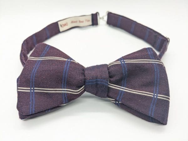 Plum Plaid Bow Tie