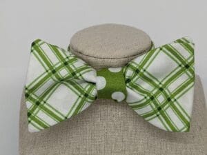 Green Plaid & Polka Dot Bow Tie