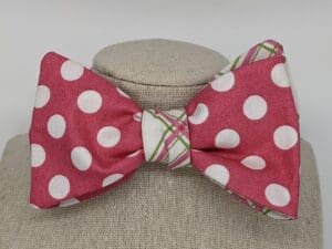 Pink Plaid & Polka Dot Reversible Bow Tie