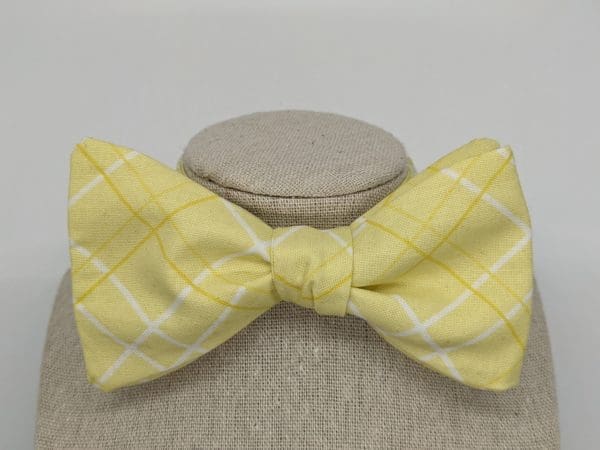 Yellow Plaid Bow Tie