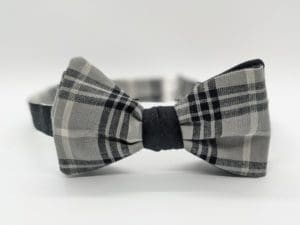 Gray Plaid Bow Tie