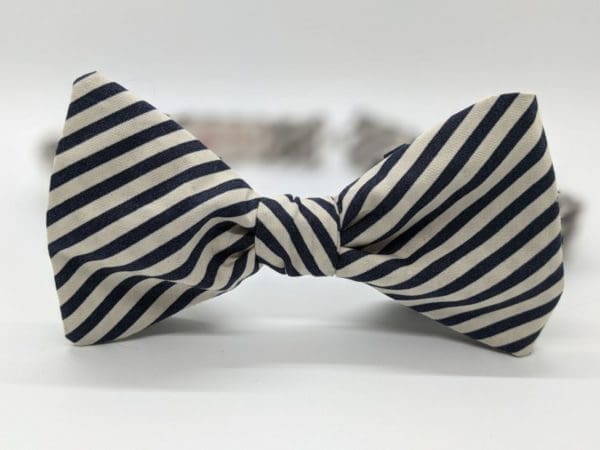 Navy Stripe Bow Tie