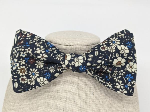 Navy Floral Bow Tie