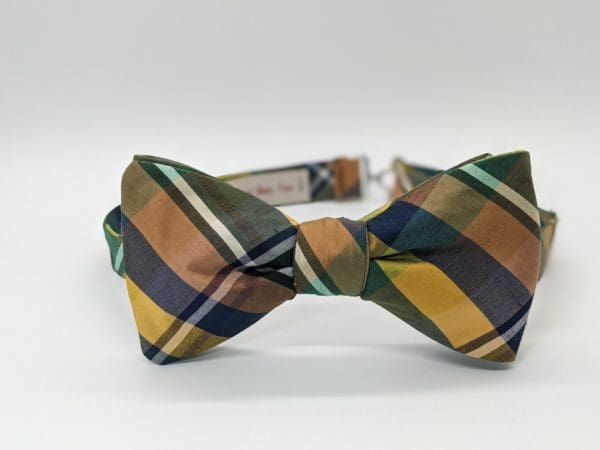 Rainbow Plaid Bow Tie