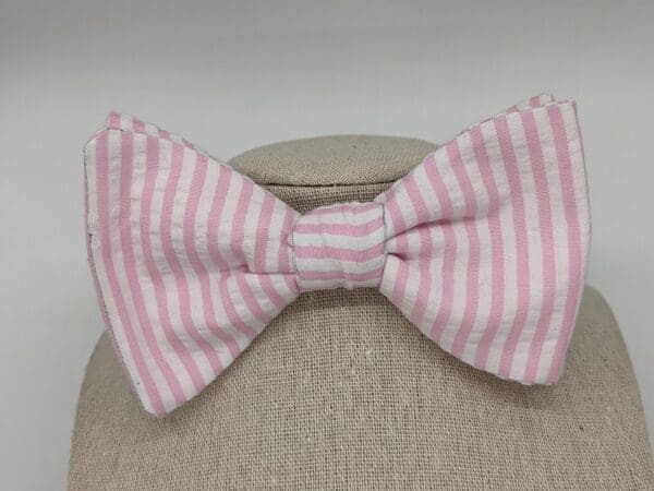 Pink Seersucker Bow Tie