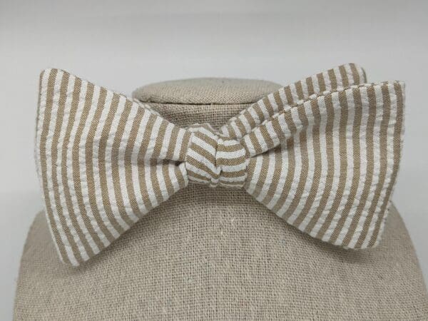 Tan Seersucker Bow Tie