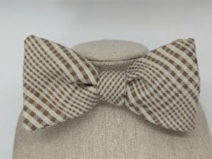 Beige Plaid Bow Tie