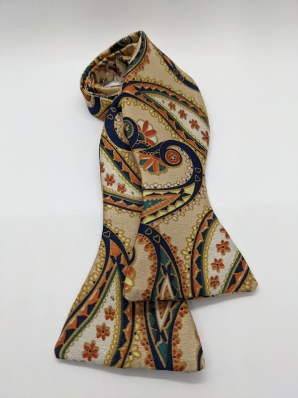 Beige Paisley Bow Tie