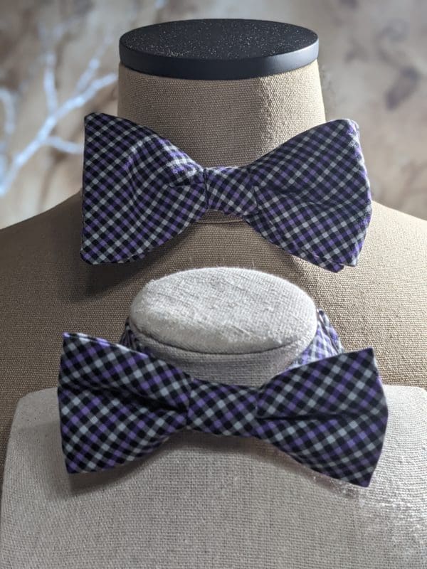 Purple Plaid Bow Tie