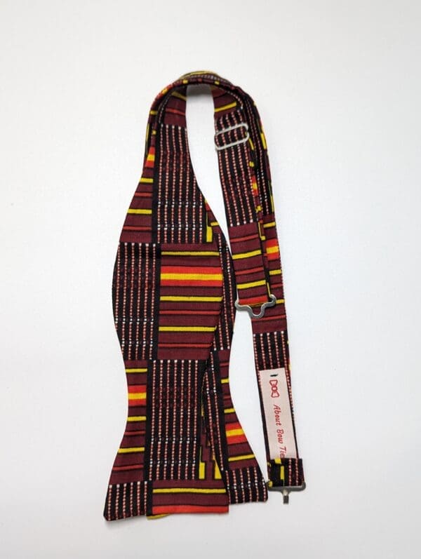 Maroon & Yellow Kente Pattern Bow Tie