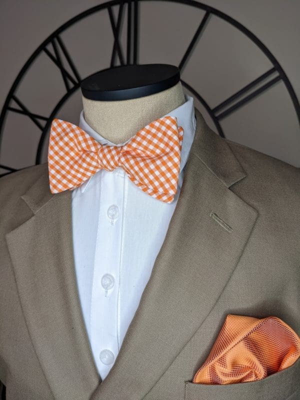 Orange Gingham Bow Tie