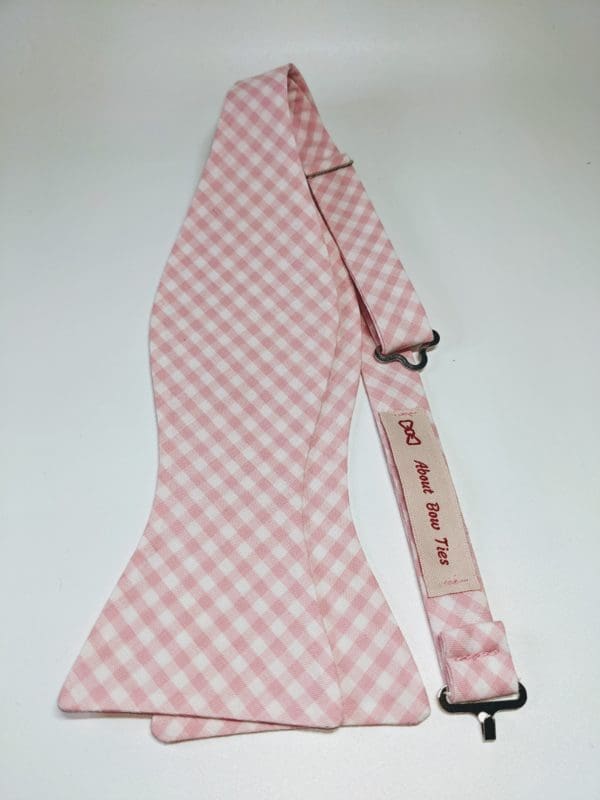 Pink Gingham Bow Tie