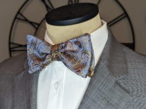 Gray/Gold Paisley Brocade Bow Tie