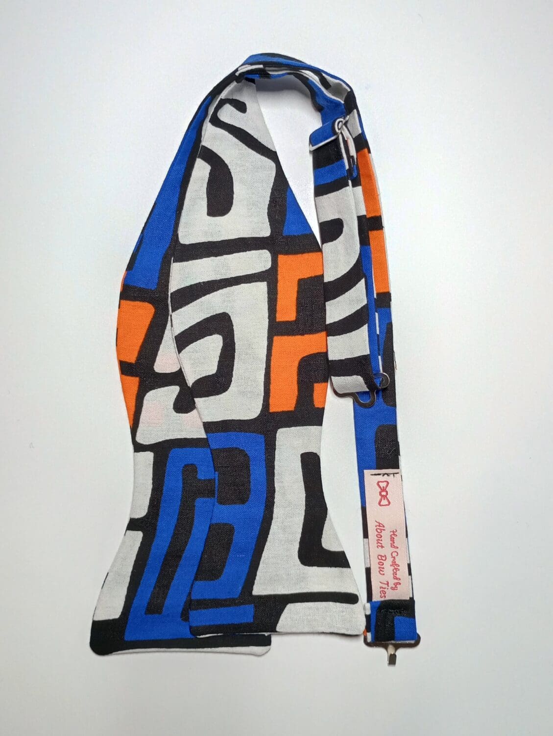 Orange/Blue African Kuba Design Bow Tie