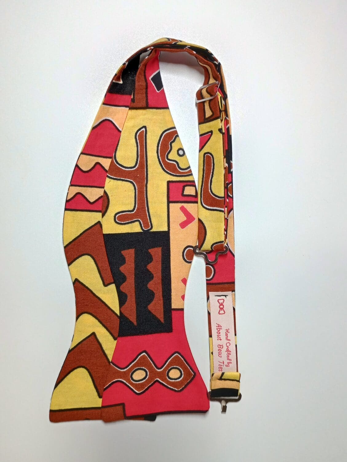 Red/Brown/Yellow African Design Bow Tie