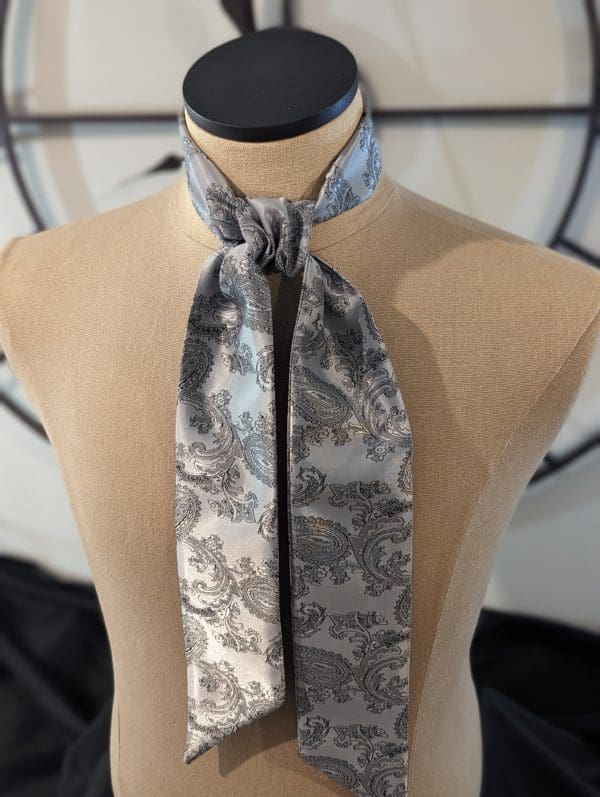 Silver Paisley Skinny Scarf