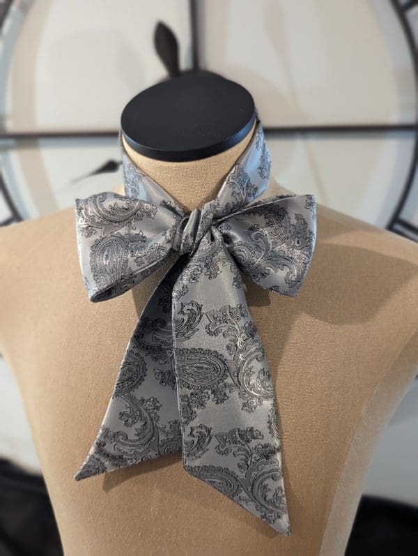 Silver Paisley Skinny Scarf