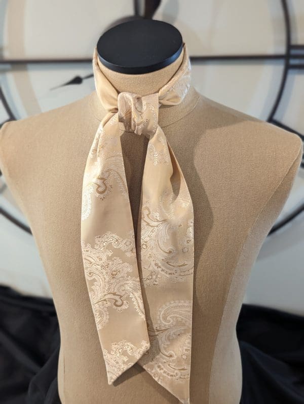 Beige Paisley Skinny Scarf