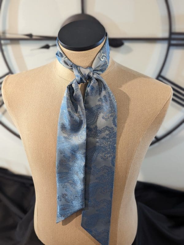 Teal Paisley Skinny Scarf