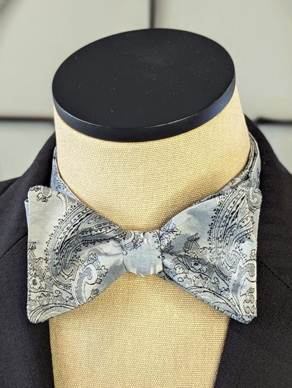 Silver Paisley Bow Tie