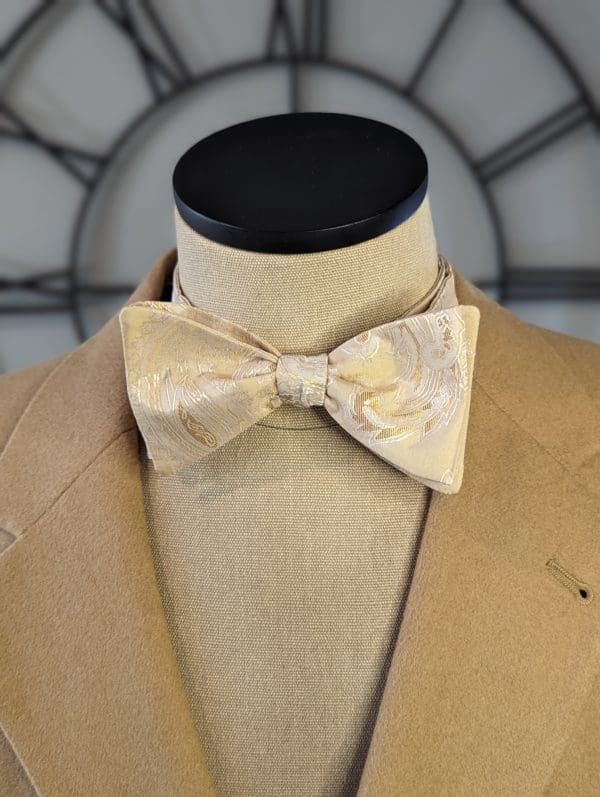 Beige Paisley Bow Tie