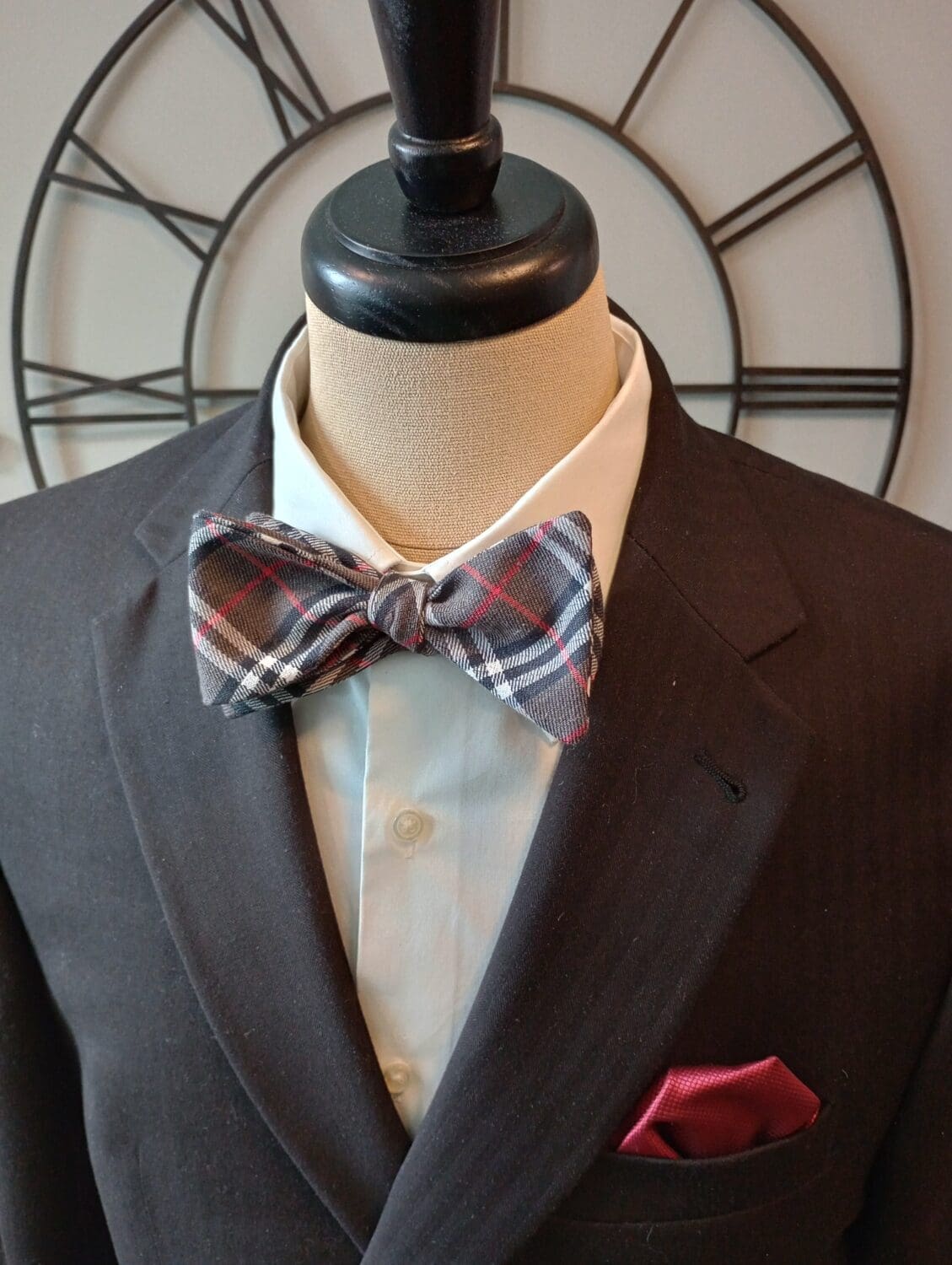 Charcoal Designer Plaid Bow Tie