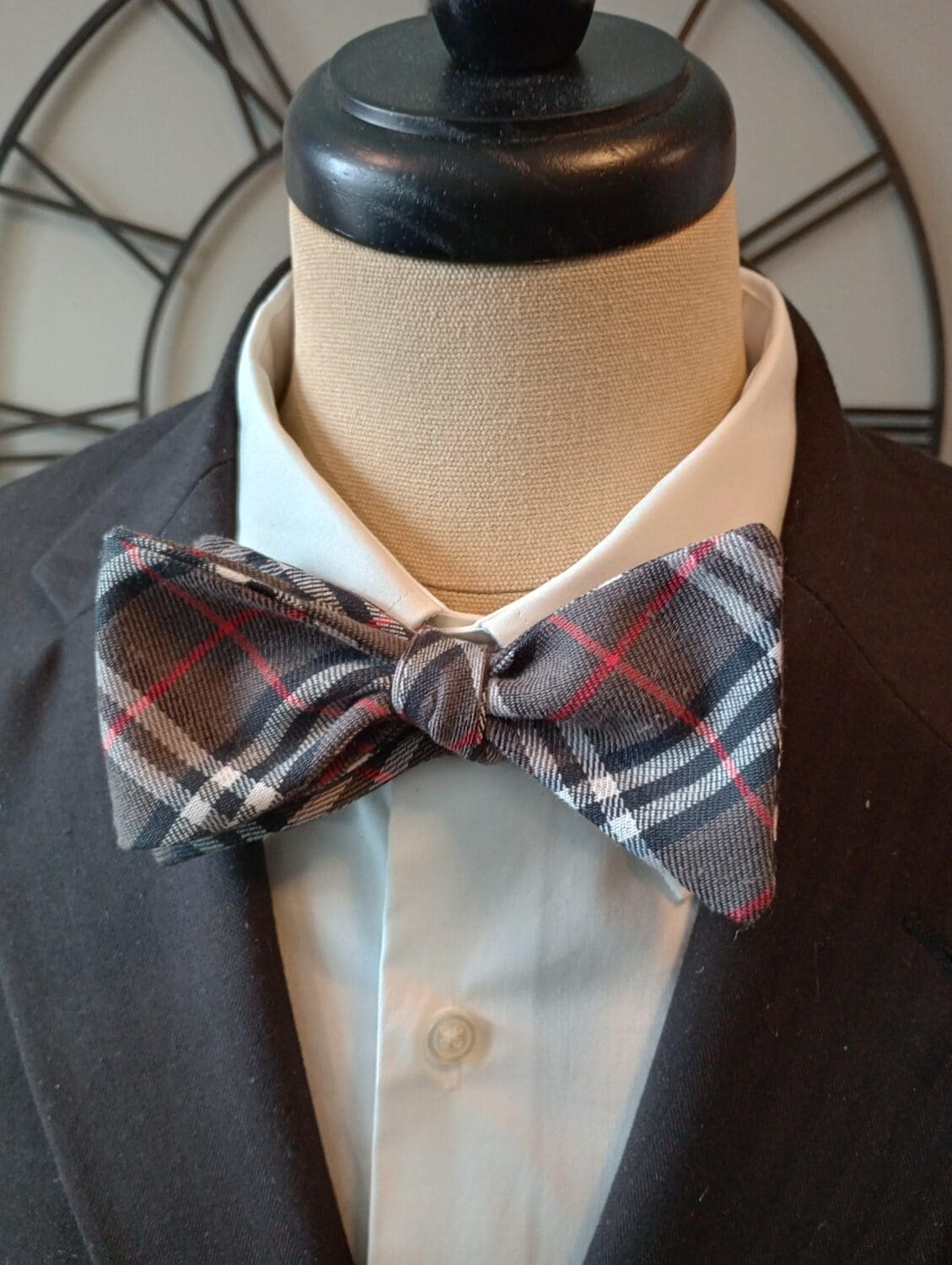 Charcoal Designer Plaid Bow Tie