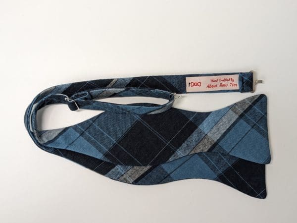 Blue Plaid Bow Tie