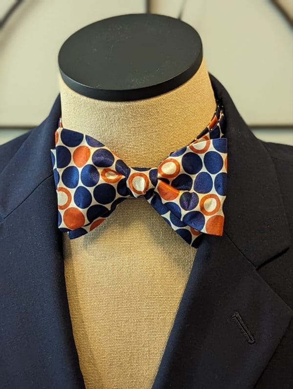 Blue Orange Polka Dot Bow Tie