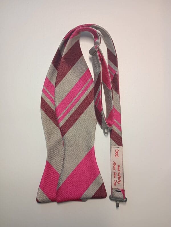 Pink Stripe Polyester Bow Tie