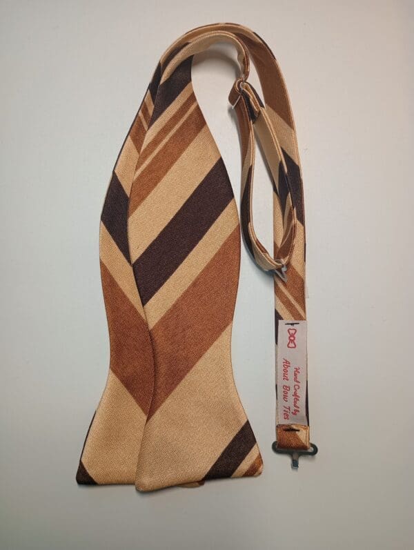 Brown Stripe Polyester Bow Tie