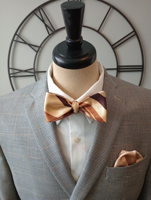 Brown Polyester Satin Bow Tie
