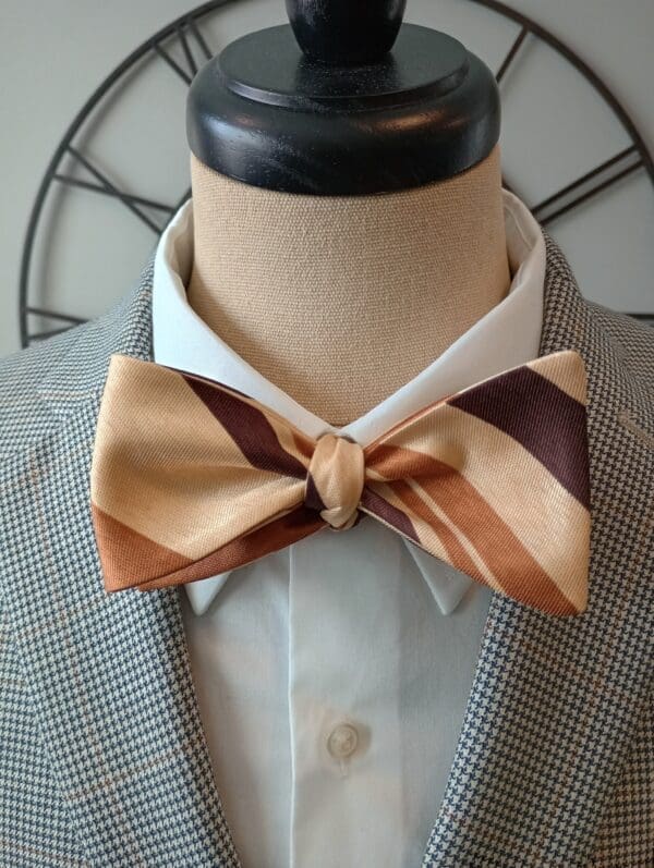 Brown Stripe Polyester Bow Tie