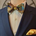 Navy & Gold Paisley Bow Tie