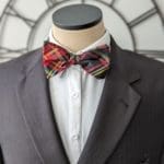 Silk Red Plaid Bow Tie