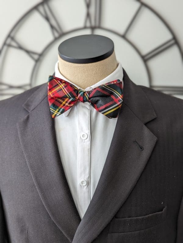 Silk Red Plaid Bow Tie