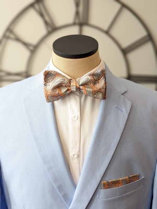 Peach Paisley Bow Tie