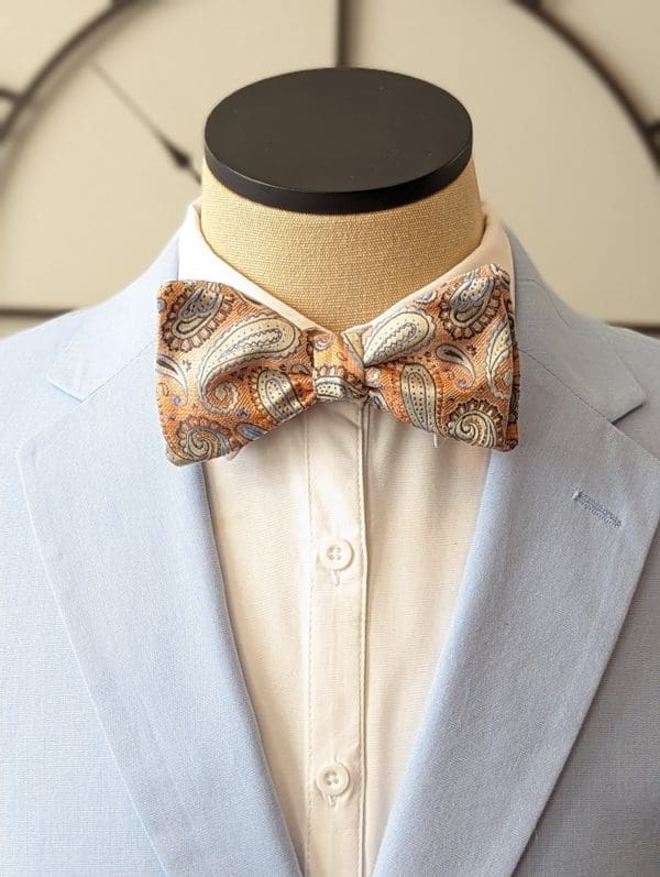 Peach Paisley Bow Tie