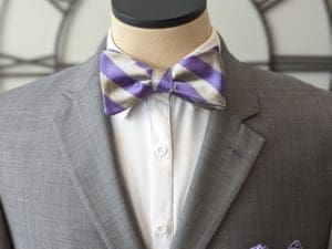 Lavender Striped Bow Tie