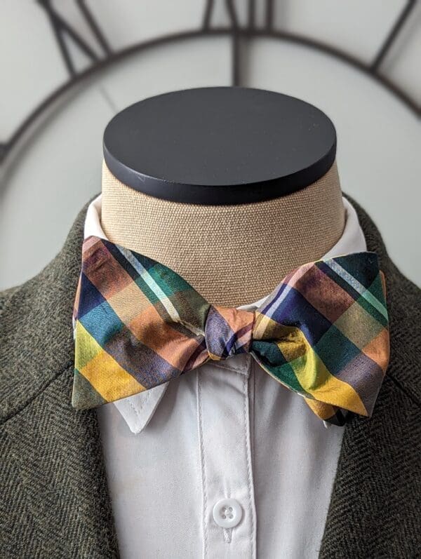 Silk Yellow Plaid Bow Tie