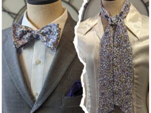 Lavender Floral Bow Tie & Skinny Scarf