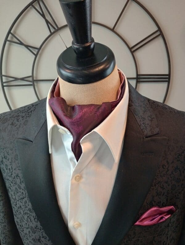 Plum Paisley Silk Cravat / Ascot