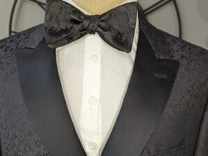 Black Embossed Floral Bow Tie