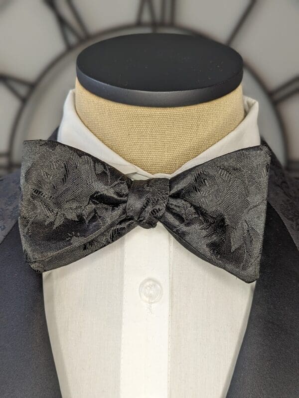 Black Embossed Floral Bow Tie