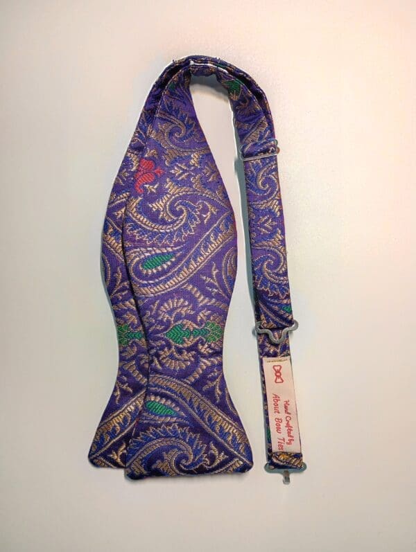 Purple & Gold Banarasi Silk Bow Tie