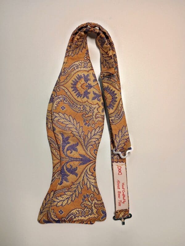 Beige & Gold Banarasi Silk Bow Tie
